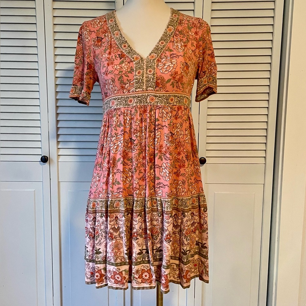 Knox Rose Pink and Cream Floral Midi Dress